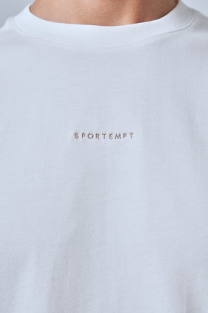 Sportempt Nakışlı Erkek Oversize Bisiklet Yaka T-shirt - Ekru