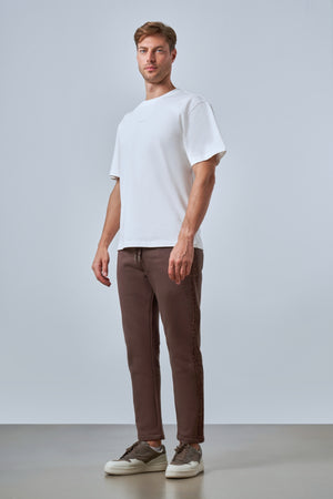 Sportempt Nakışlı Erkek Oversize Bisiklet Yaka T-shirt - Ekru