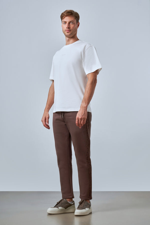 Sportempt Nakışlı Erkek Oversize Bisiklet Yaka T-shirt - Ekru
