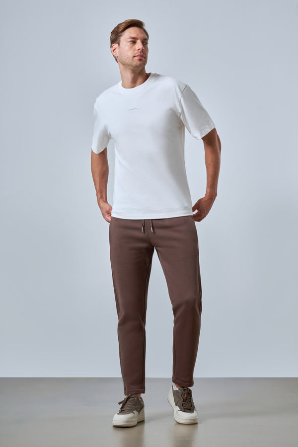 Sportempt Nakışlı Erkek Oversize Bisiklet Yaka T-shirt - Ekru