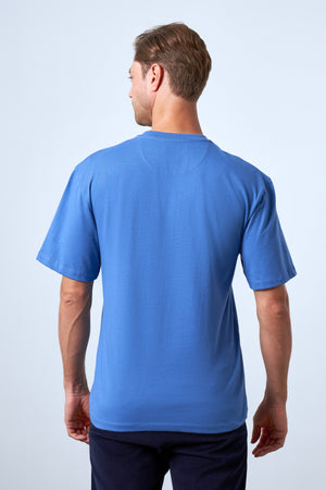 Sportempt Nakışlı Erkek Oversize Bisiklet Yaka T-shirt - Mavi