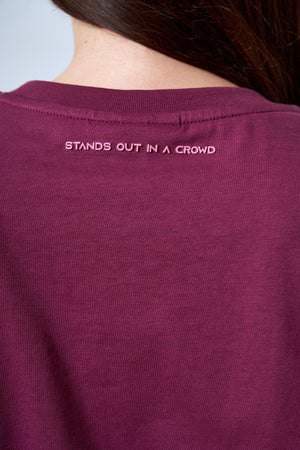 ST İmzalı Jakarlı Lastik Detaylı Kadın Crop T-shirt - Bordo