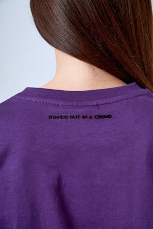 ST İmzalı Jakarlı Lastik Detaylı Kadın Crop T-shirt - Mor