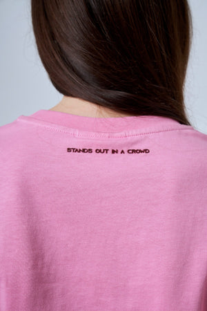 ST İmzalı Jakarlı Lastik Detaylı Kadın Crop T-shirt - Pembe
