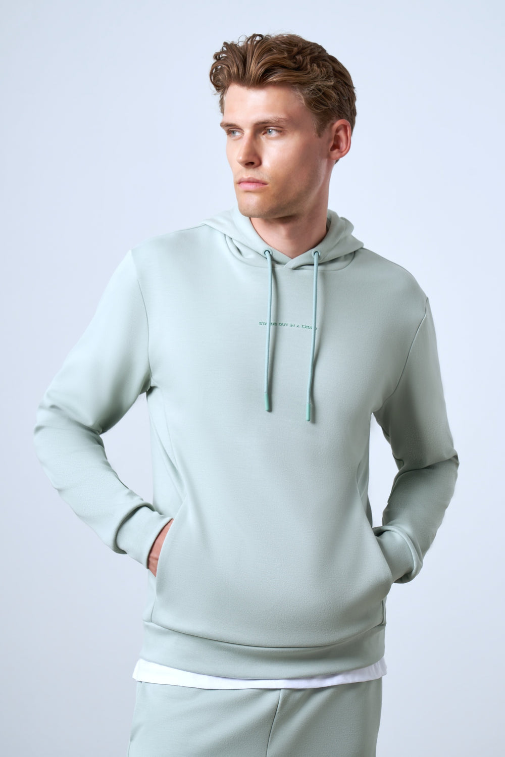 Stands Out in A Crowd Baskılı Erkek Hoodie - Açık Yeşil
