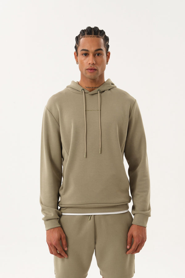 Stands Out in A Crowd İmzalı Cep Detaylı Erkek Hoodie - Haki
