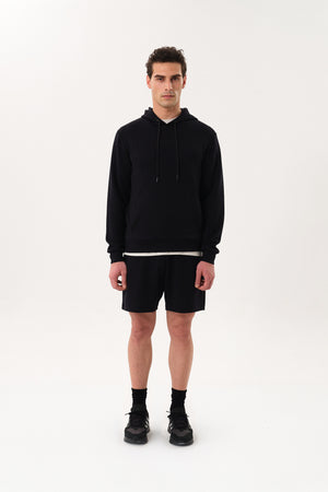 Stands Out in A Crowd İmzalı Cep Detaylı Erkek Hoodie - Siyah