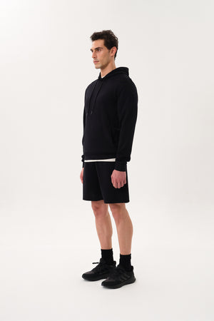 Stands Out in A Crowd İmzalı Cep Detaylı Erkek Hoodie - Siyah