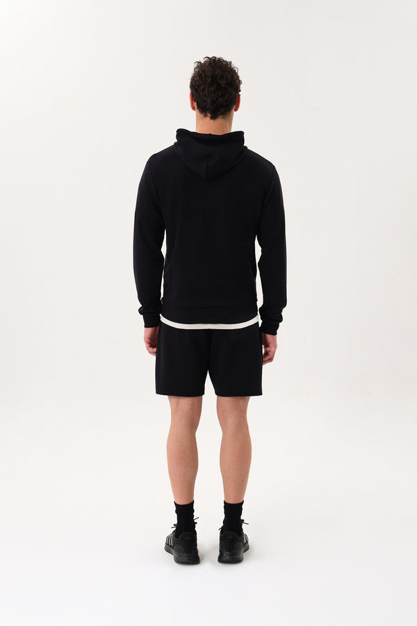 Stands Out in A Crowd İmzalı Cep Detaylı Erkek Hoodie - Siyah