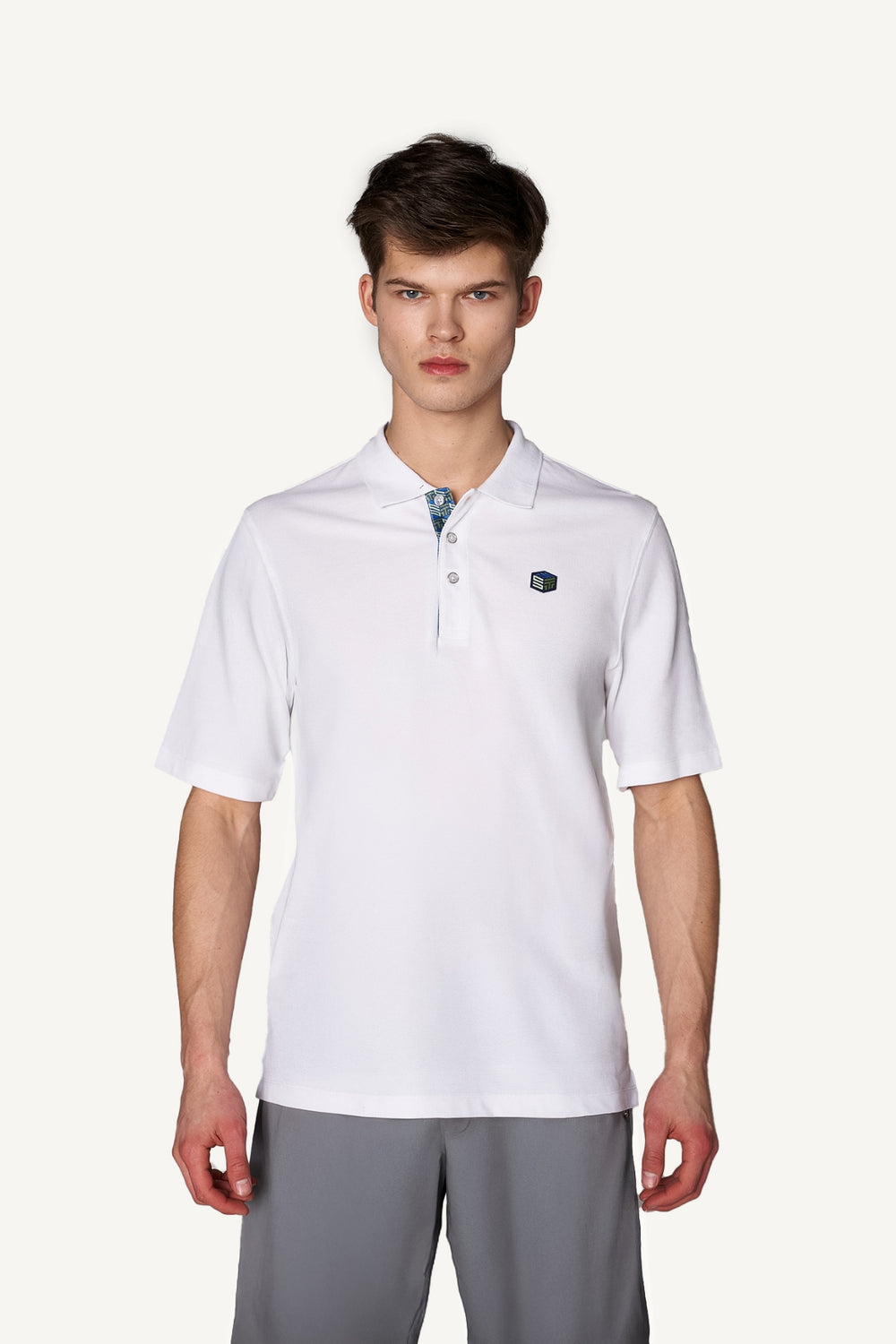 Supima Pamuk Monogram Detaylı Erkek Oversize Polo - Beyaz