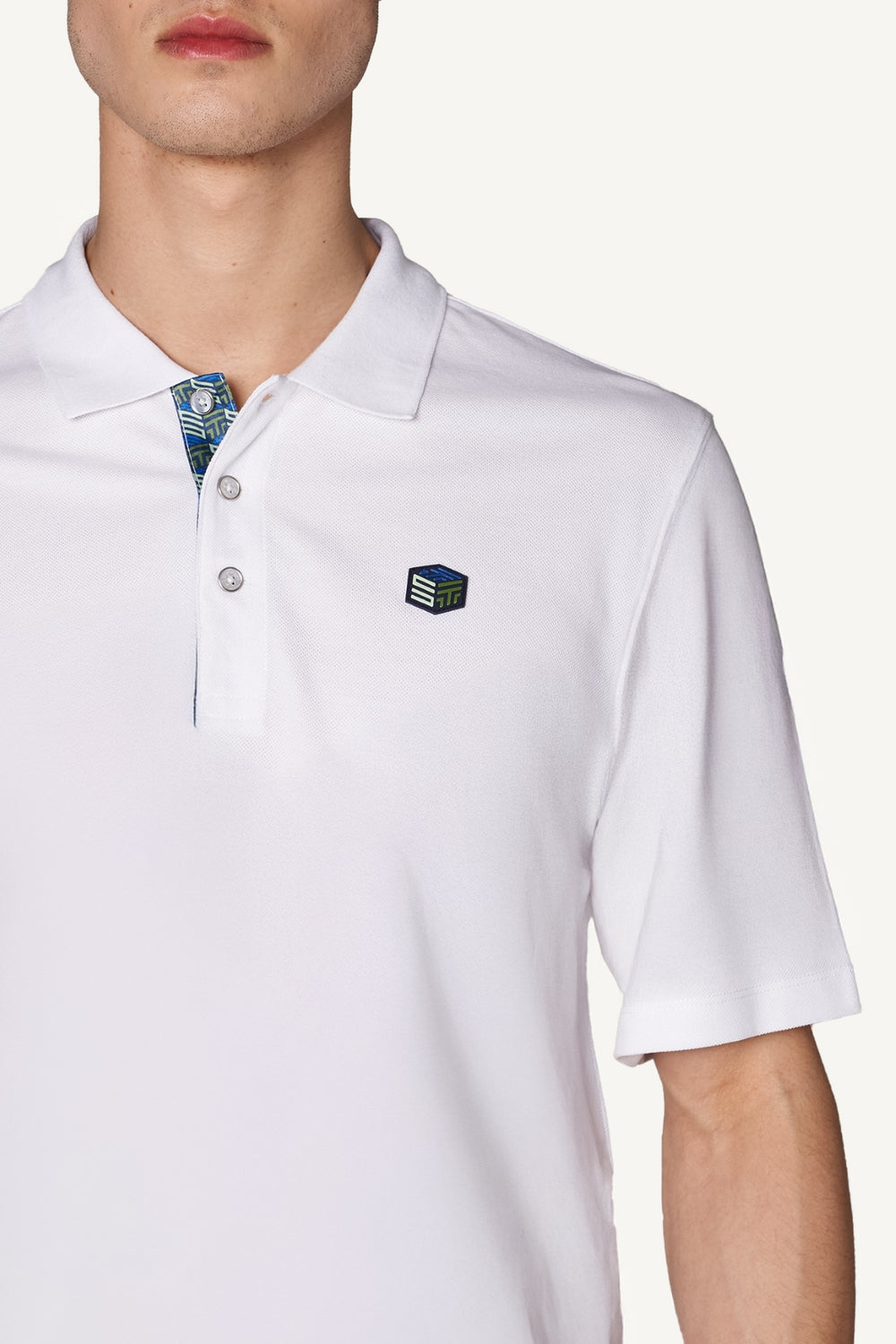 Supima Pamuk Monogram Detaylı Erkek Oversize Polo - Beyaz