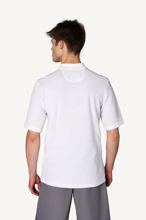 Supima Pamuk Monogram Detaylı Erkek Oversize Polo - Beyaz
