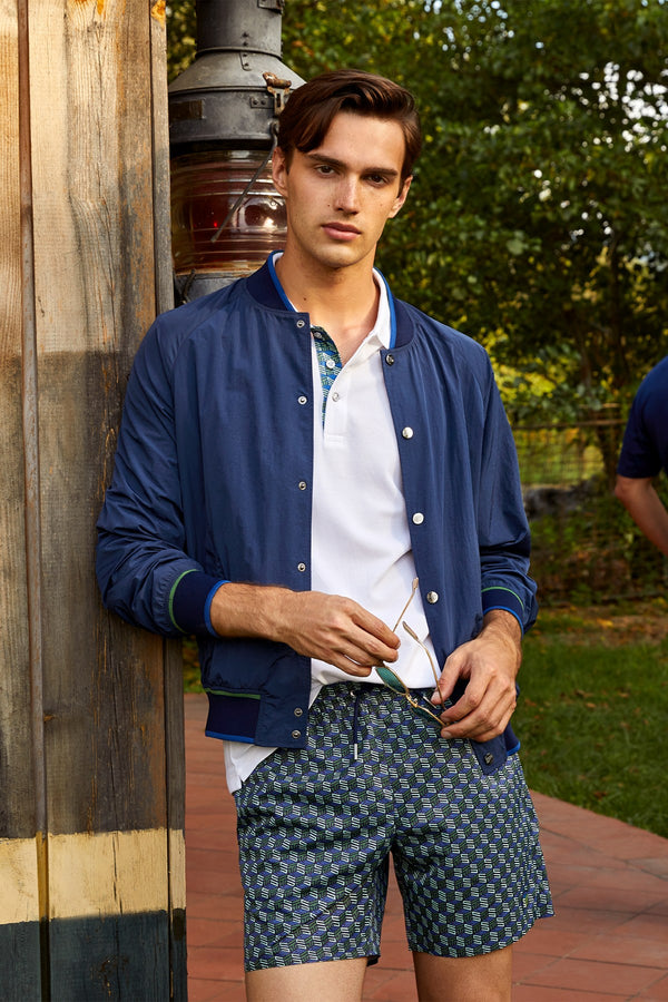 Supima Pamuk Monogram Detaylı Erkek Oversize Polo - Beyaz