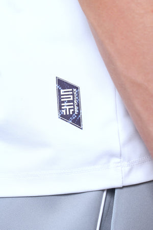 Teknik Kumaşlı Erkek Bisiklet Yaka T-Shirt - Beyaz