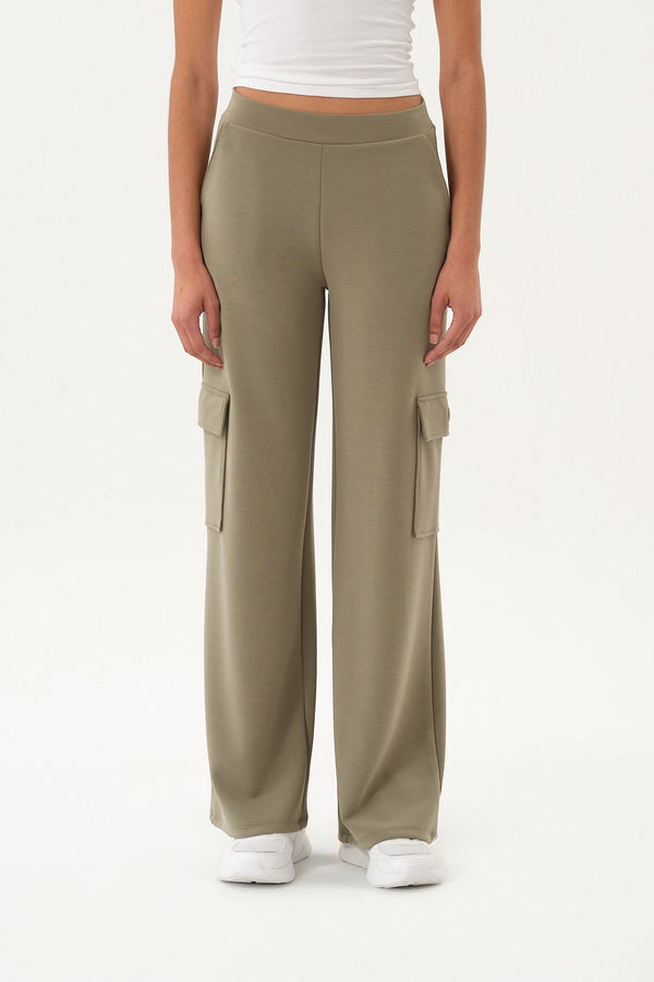 Wide-Leg Kadın Eşofman Altı - Haki