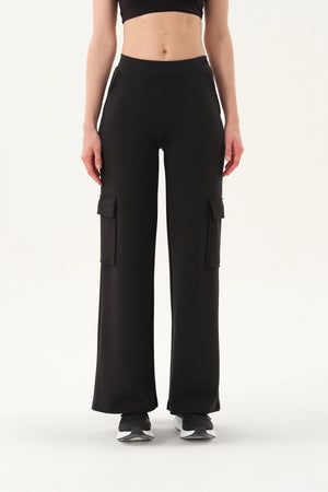 Wide-Leg Kadın Eşofman Altı - Siyah