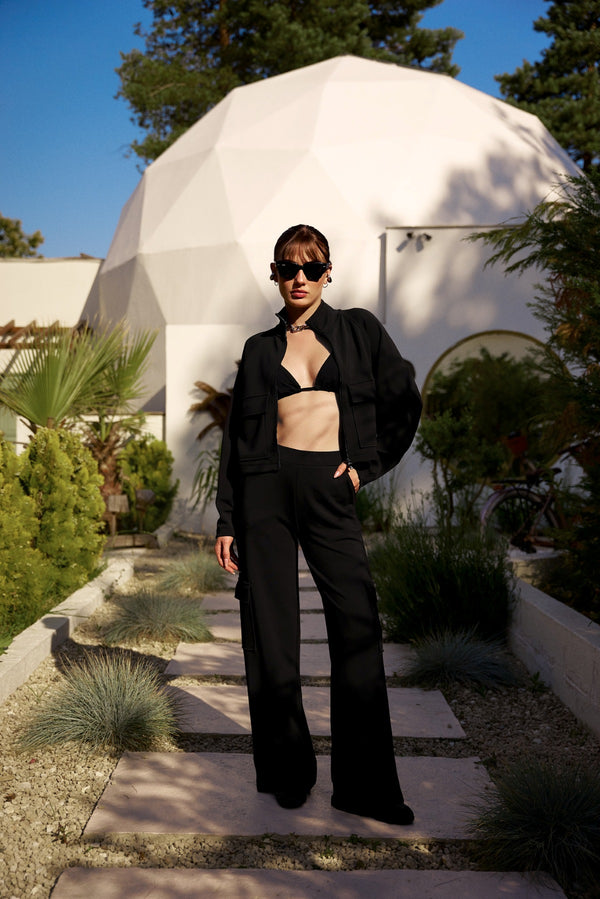 Wide-Leg Kadın Eşofman Altı - Siyah