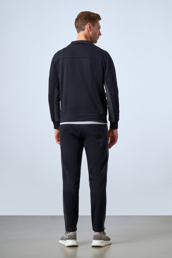Yarım Fermuarlı Dik Yaka Erkek Sweatshirt - Lacivert