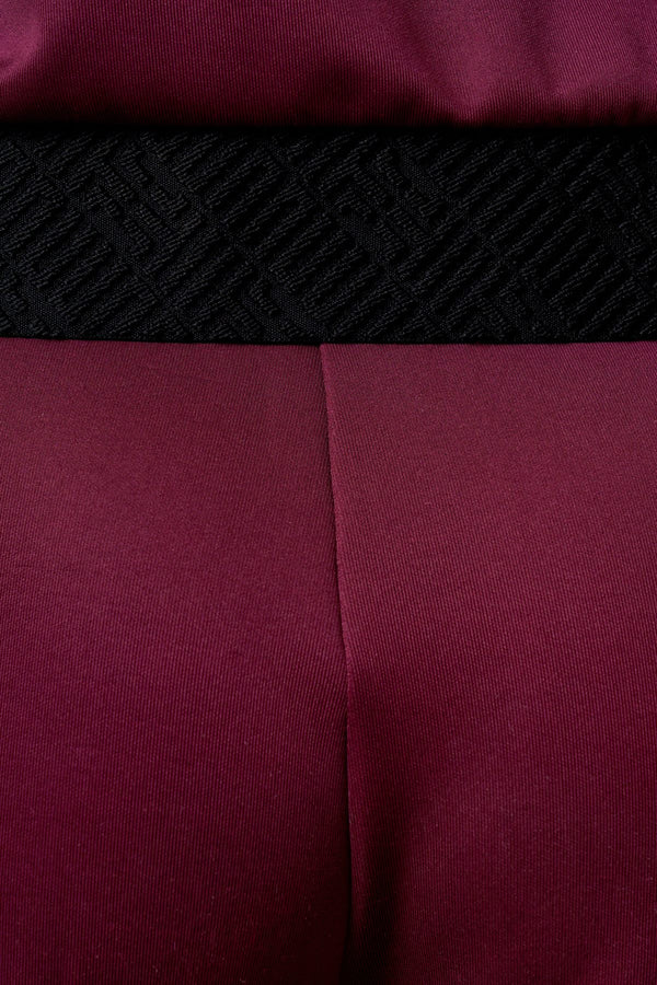 Yarım Fermuarlı Jakarlı Bel Detaylı Kapüşonlu Kadın Sweatshirt - Bordo