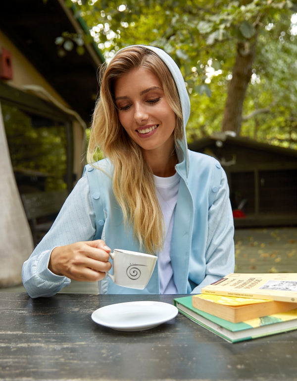 Yelek Formuna Dönüşebilen Çıtçıtlı Kol Detaylı Çok Yönlü Kadın Fermuarlı Hoodie - Mavi